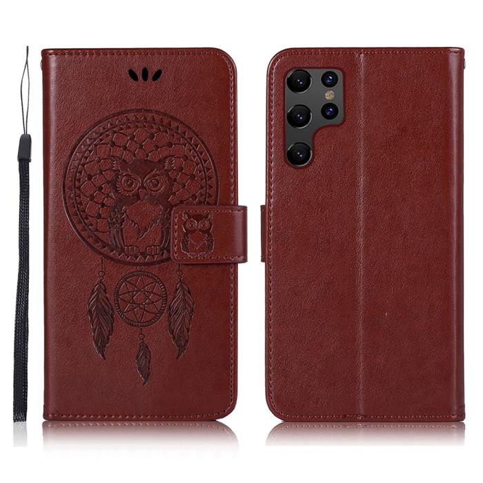 Bild 1, Samsung Galaxy S22 Ultra Fodral Owl Dreamcatcher Brun