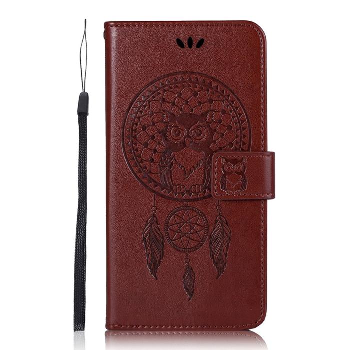 Bild 2, Samsung Galaxy S22 Ultra Fodral Owl Dreamcatcher Brun