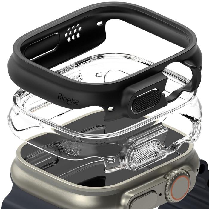 Bild 1, Ringke Apple Watch Ultra 49 mm 2-PACK Skal Slim Transparent/Svart