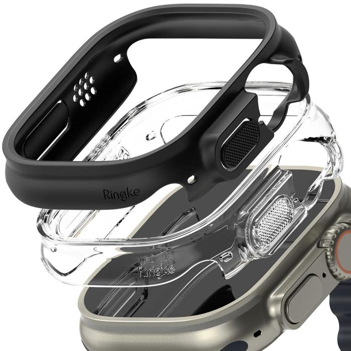 Bild 2, Ringke Apple Watch Ultra 49 mm 2-PACK Skal Slim Transparent/Svart