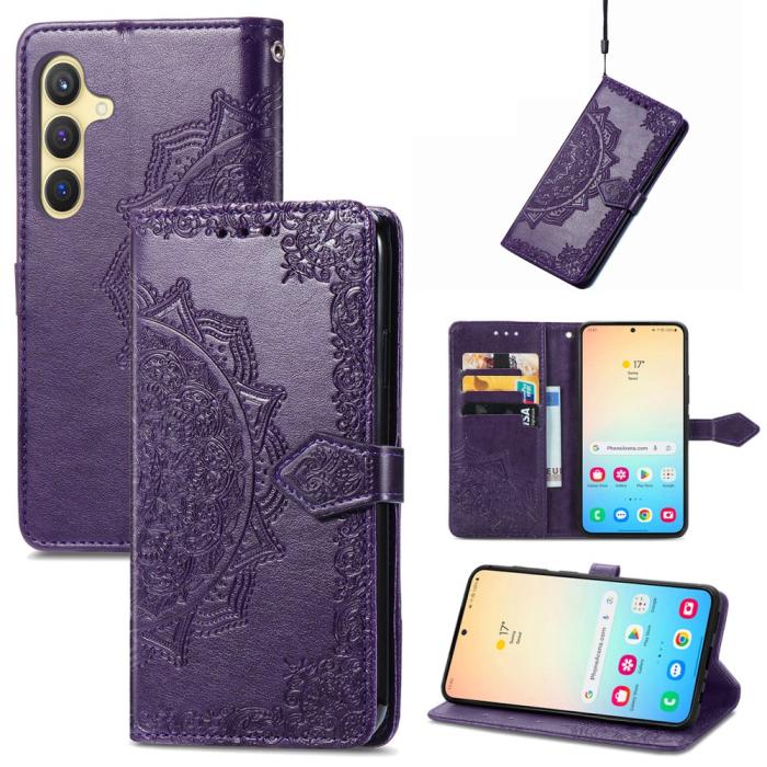 Bild 4, Samsung Galaxy S24 Fodral Mandala Tryck Lila