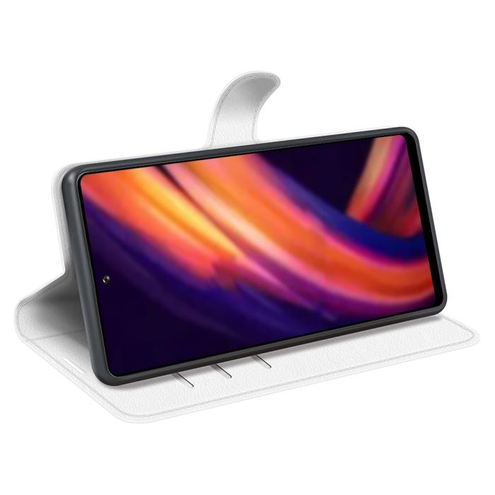Bild 6, Motorola Edge 30 Pro Fodral Litchi Textur Vit