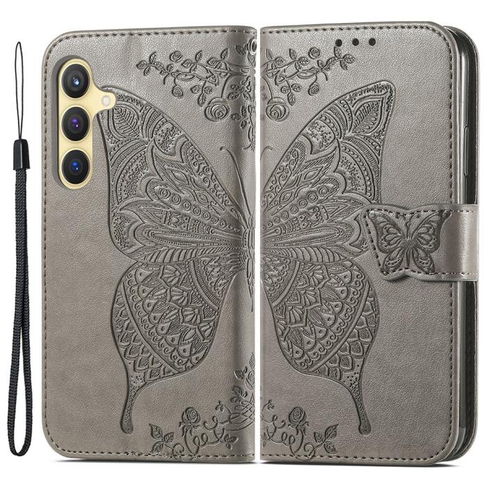 Bild 1, Samsung Galaxy S24 Plus Fodral Big Butterfly Grå