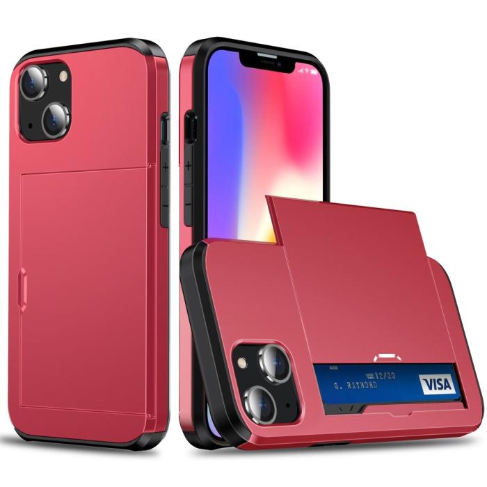 Bild 1, iPhone 15 Plus Skal Hybrid Med Kortfack Röd