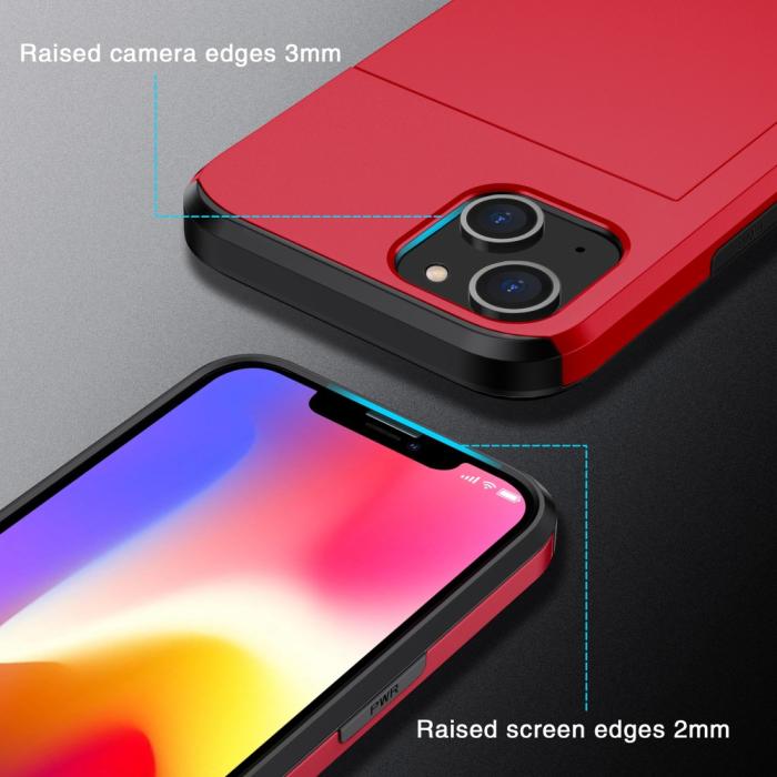 Bild 4, iPhone 15 Plus Skal Hybrid Med Kortfack Röd