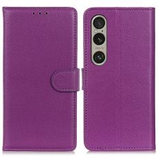 Sony Xperia 1 VI Litchi Läder Fodral Lila