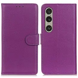 Sony Xperia 1 VI Litchi Läder Fodral Lila