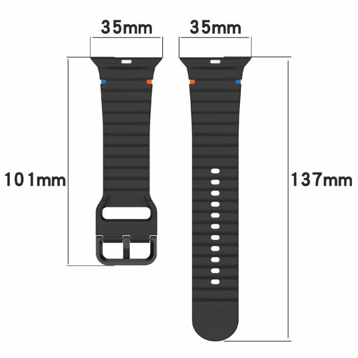 Bild 6, Apple Watch 42/44/45/46/49 mm Armband Silikon Wave Brun