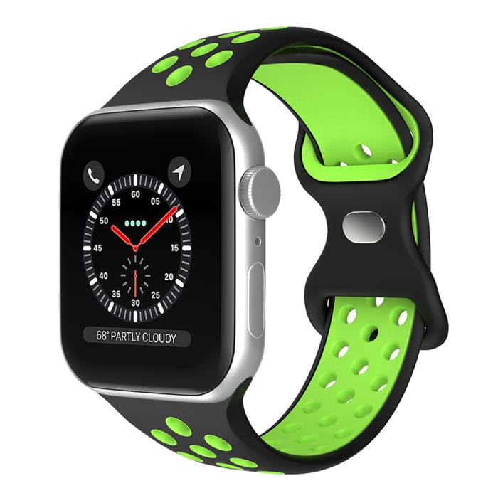 Bild 2, Sportarmband Dual-Color Apple Watch 41/40/38 mm (S/M) Svart/Grön