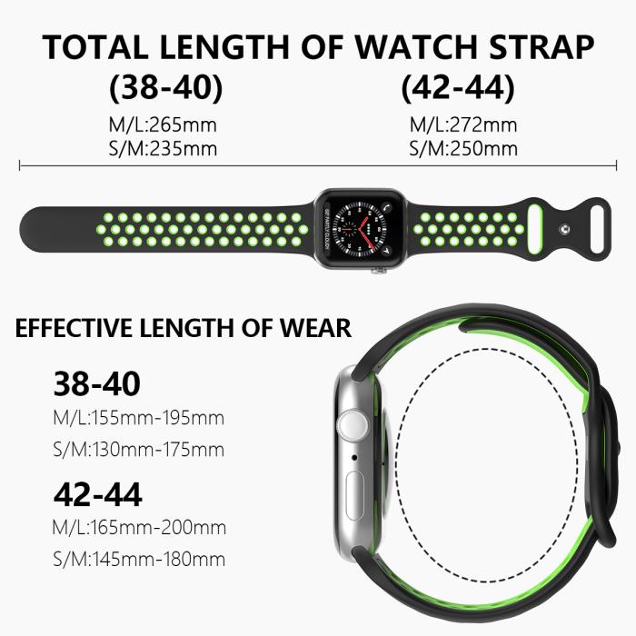 Bild 4, Sportarmband Dual-Color Apple Watch 41/40/38 mm (S/M) Svart/Grön