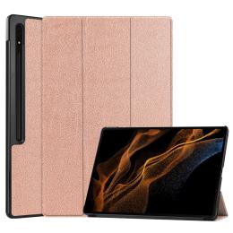 Samsung Galaxy Tab S9 Ultra Fodral Tri-Fold Läder Roséguld