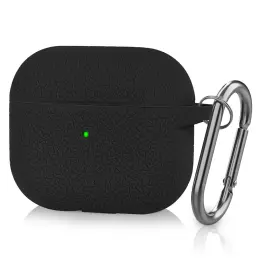 AirPods 3 Skal Silikon Litchi Textur Karbinhake Svart
