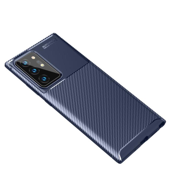 Bild 2, Samsung Galaxy Note 20 Ultra - Kolfiber Textur Skal - Blå