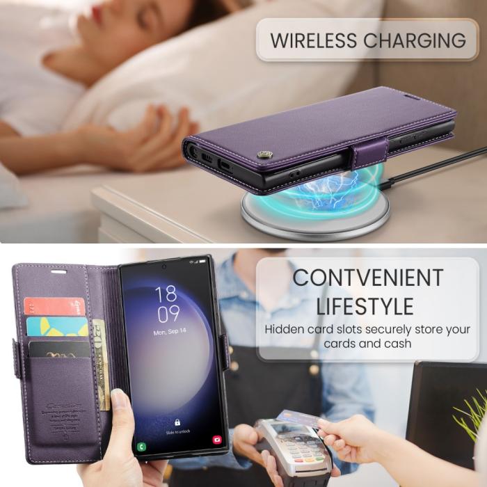 Bild 5, CASEME Galaxy S24 Ultra Fodral Slim Litchi Läder Lila