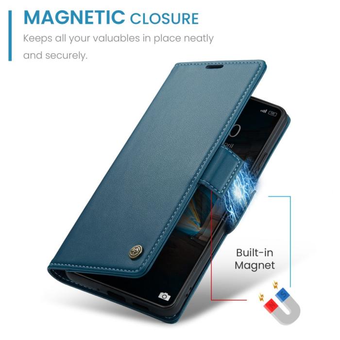 Bild 6, CASEME Xiaomi 14 Fodral RFID Litchi Läder Blå