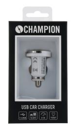 Champion 12/24V - 2.1A Billaddare - Vit