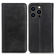 iPhone 16 Pro Fodral Flip Läder Svart