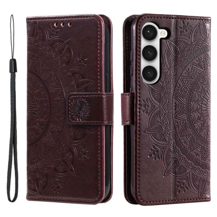 Bild 1, Samsung Galaxy S23 Plus Fodral Mandala Läder Brun