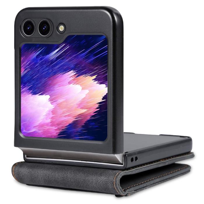 Bild 2, AZNS Galaxy Z Flip 6 / 7 FE Fodral Läder Svart