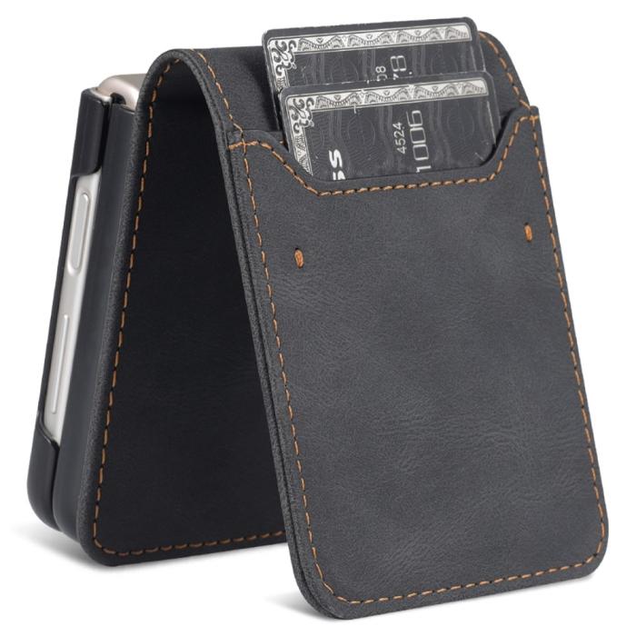 Bild 4, AZNS Galaxy Z Flip 6 / 7 FE Fodral Läder Svart