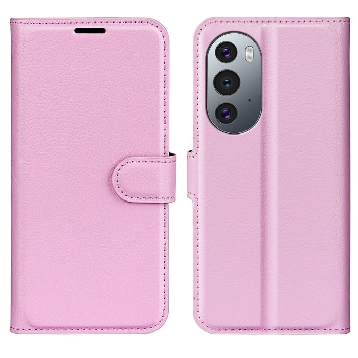Bild 1, Motorola Edge 30 Pro Fodral Litchi Textur Ljus Rosa