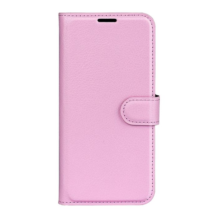 Bild 2, Motorola Edge 30 Pro Fodral Litchi Textur Ljus Rosa