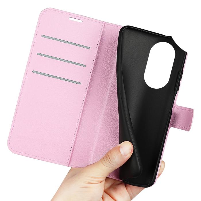 Bild 4, Motorola Edge 30 Pro Fodral Litchi Textur Ljus Rosa