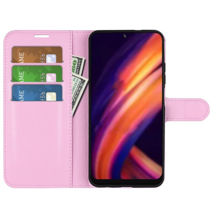 Bild 5, Motorola Edge 30 Pro Fodral Litchi Textur Ljus Rosa