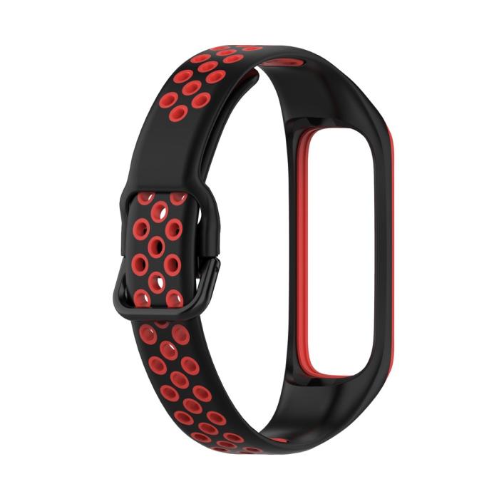 Bild 3, Samsung Galaxy Fit 2 SM-R220 Armband Ihåligt Silikon Svart/Röd