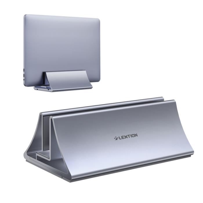 Bild 1, LENTION Universal Vertikal Aluminium Laptop Stativ Grå