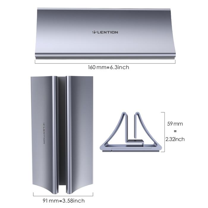Bild 4, LENTION Universal Vertikal Aluminium Laptop Stativ Grå