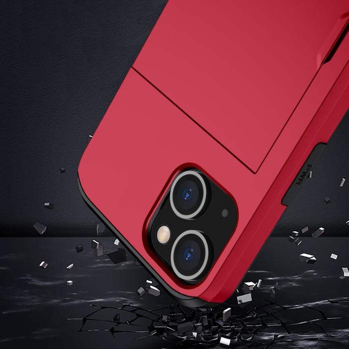 Bild 6, iPhone 15 Plus Skal Hybrid Med Kortfack Röd