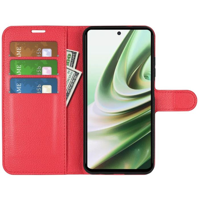 Bild 2, OnePlus Nord CE 3 Lite 5G Fodral Litchi Läder Röd