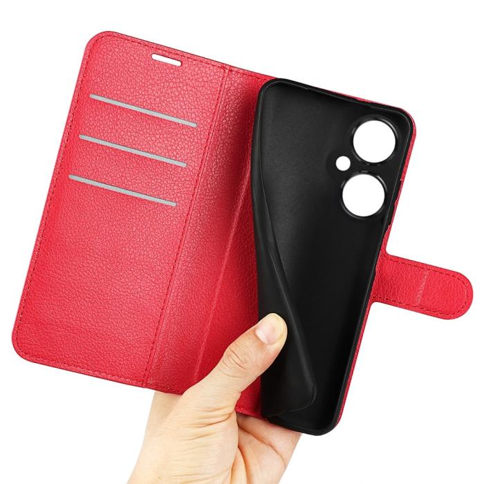 Bild 4, OnePlus Nord CE 3 Lite 5G Fodral Litchi Läder Röd