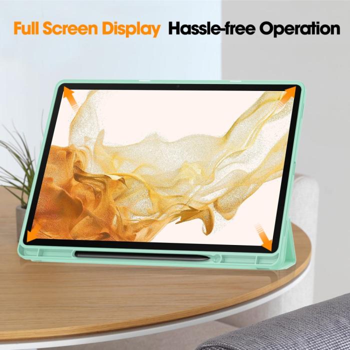 Bild 4, Samsung Galaxy Tab S9 Plus Fodral Tri-Fold Pennhållare Grön