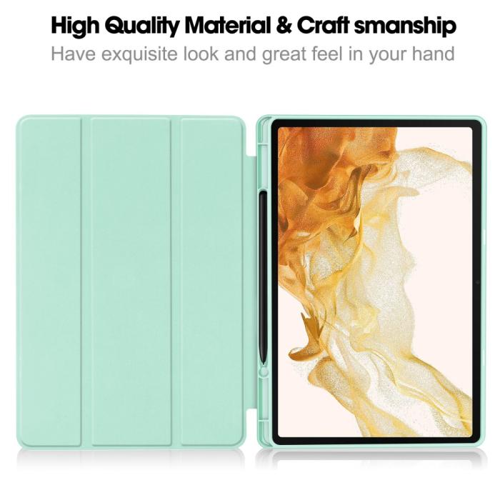Bild 5, Samsung Galaxy Tab S9 Plus Fodral Tri-Fold Pennhållare Grön