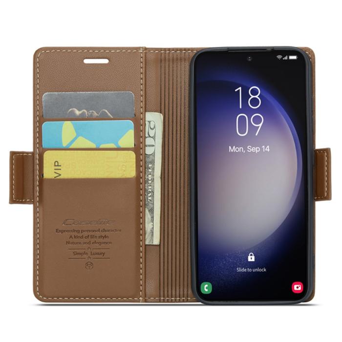 Bild 2, CASEME Galaxy S24 Fodral RFID Slim Läder Brun