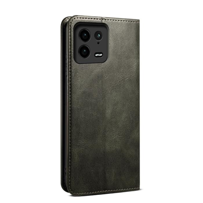 Bild 3, Xiaomi 13 Pro 5G Fodral Oil Wax Flip Läder Grön