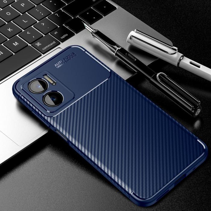 Bild 3, Xiaomi Redmi 10 5G Skal Kolfiber Textur Blå