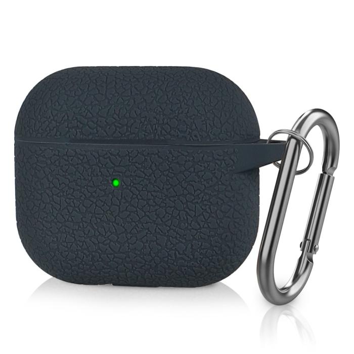 Bild 1, AirPods 3 Skal Silikon Litchi Textur Karbinhake Ash Grey