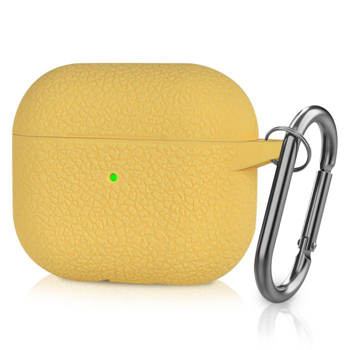Bild 1, AirPods 3 Skal Silikon Litchi Textur Karbinhake Gul