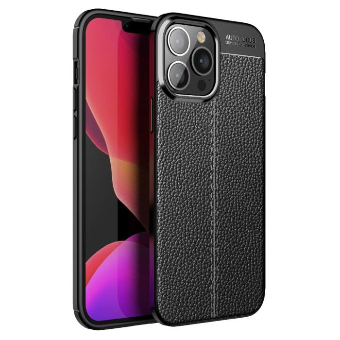 Bild 1, iPhone 13 Pro Max - Litchi Textur Skal - Svart