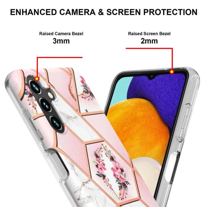 Bild 4, Samsung Galaxy A54 5G Skal Marmor TPU Rosa Blommor