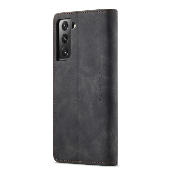 Bild 3, CASEME Samsung Galaxy S22 Fodral Flip Retro Läder Svart