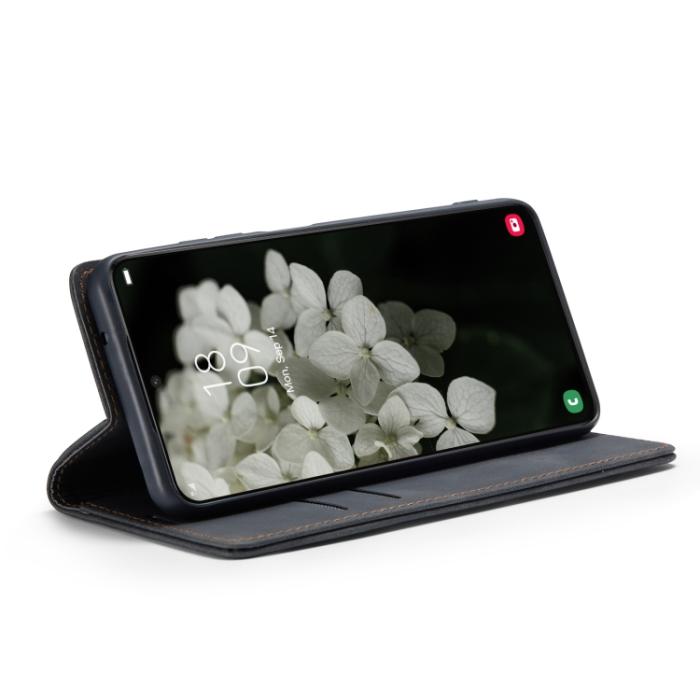Bild 5, CASEME Samsung Galaxy S22 Fodral Flip Retro Läder Svart