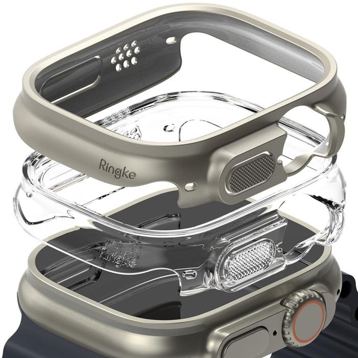 Bild 1, Ringke Apple Watch Ultra 49 mm 2-PACK Skal Slim Titanium Grey/Clear