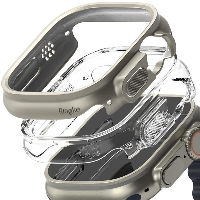Bild 2, Ringke Apple Watch Ultra 49 mm 2-PACK Skal Slim Titanium Grey/Clear