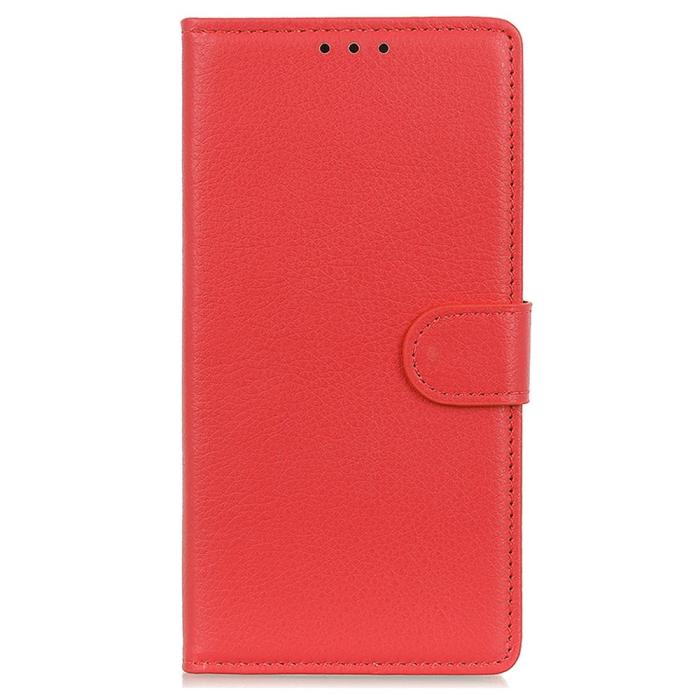 Bild 6, Samsung Galaxy S23 Plus Fodral Litchi Läder Röd