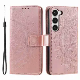 Samsung Galaxy S23 Plus Fodral Mandala Läder Roséguld