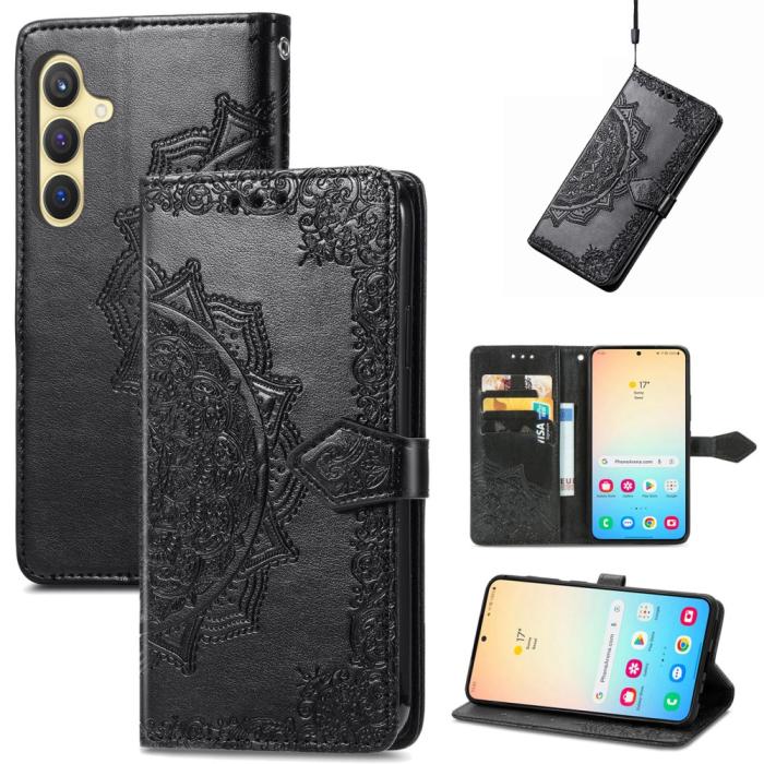 Bild 4, Samsung Galaxy S24 Fodral Mandala Tryck Svart